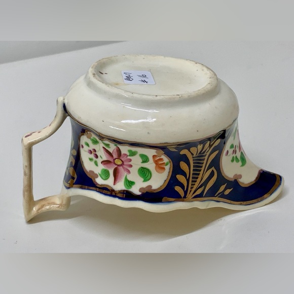 19th Century Gaudy Welsh Columbine Pattern Hand Painted Gravy Boat Creamer Jug - Picture 9 of 16